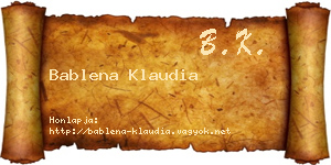 Bablena Klaudia névjegykártya
